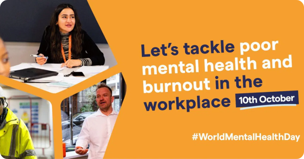 Banner: Let's tackle poor mental health and burnout in the workplace 10th October